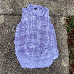 XL high low sleeveless top purple white